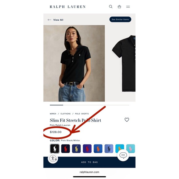 Polo Ralph Lauren Women’s Slim Fit M Stretchy Mesh Polo Shirt Black Red Pony NWT - Picture 4 of 5